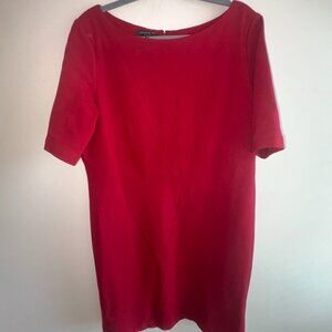 Lafayette 148 New York Burgundy Red Ponte Knit Shift Work Dress size 18
